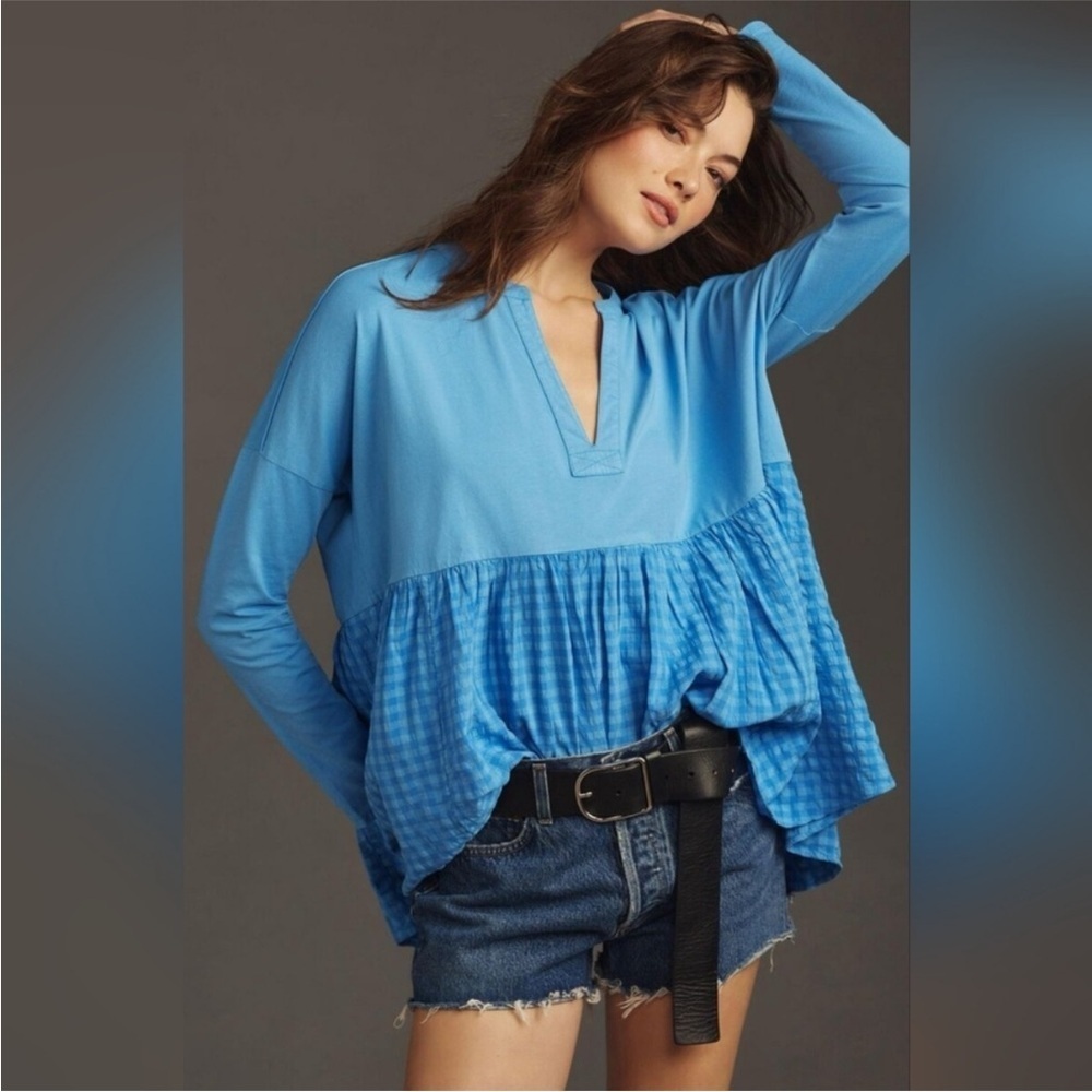 NWT Anthropologie Pilcro Babydoll Gingham Top Size Small - Picture 2 of 11